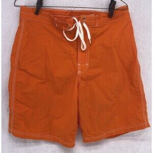 Bear Surf Mens 32" Board Nylon Swimming Trunks Orange Drawstring 1990's Wave